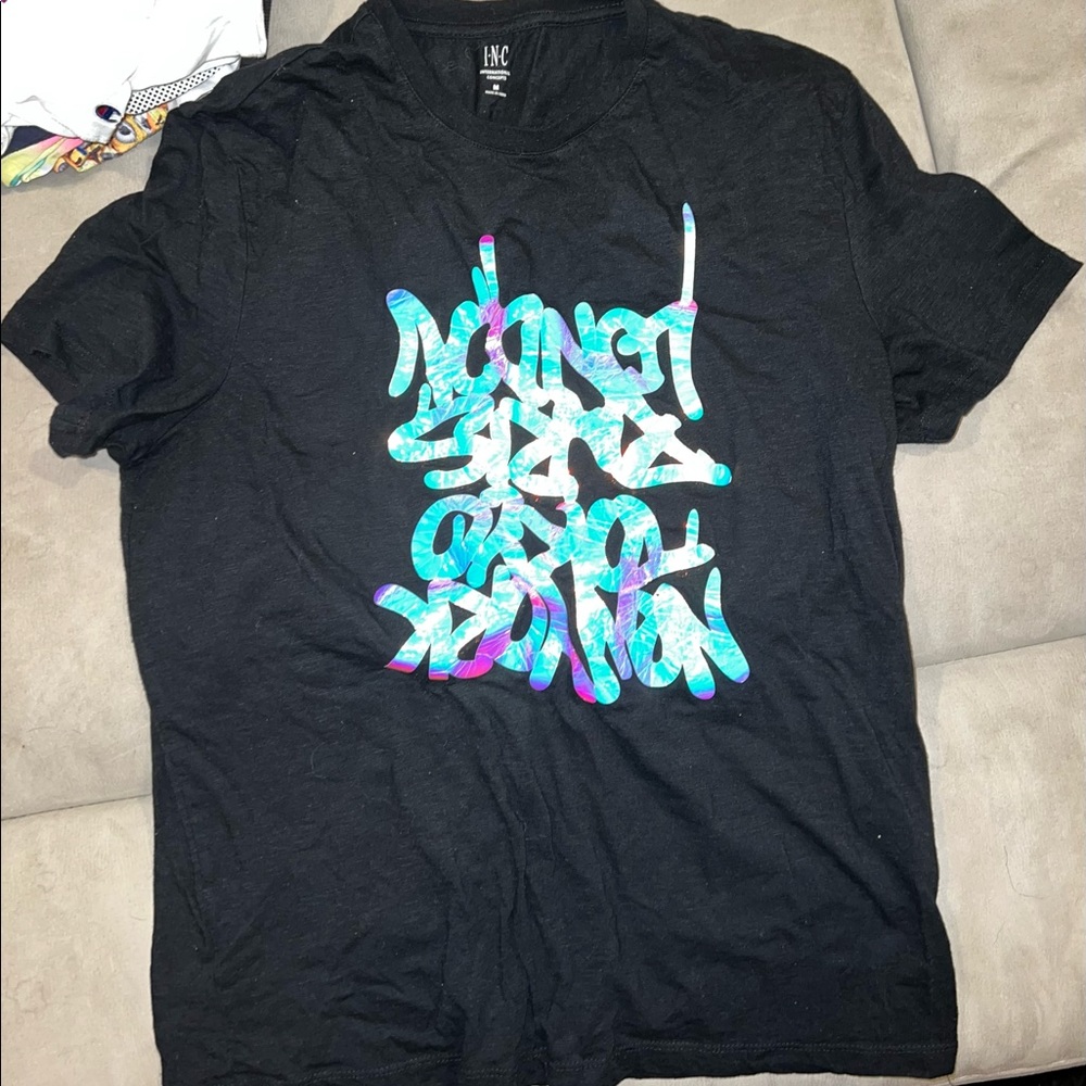INC INTERNATIONAL CONCEPTS Black Upside Down City Logo T-Shirt